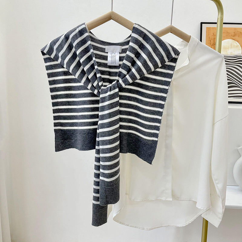 White striped navy blue shawl