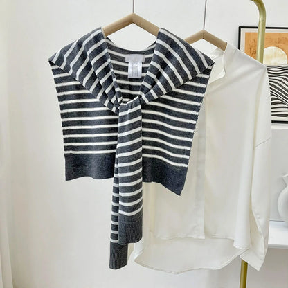 White striped navy blue shawl