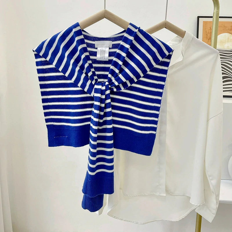White striped blue shawl