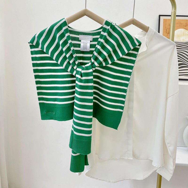 White striped green shawl