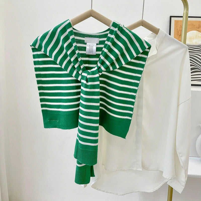 White striped green shawl