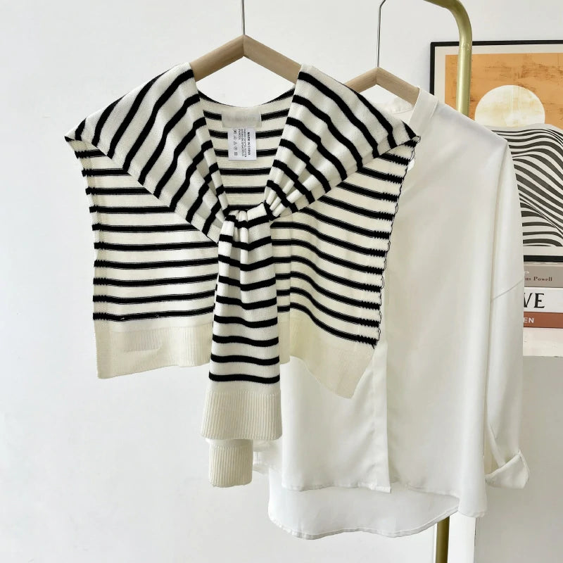 Black striped beige shawl
