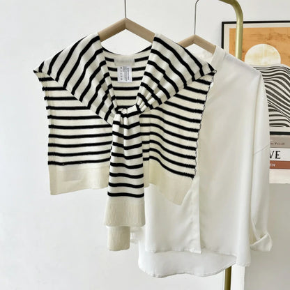 Black striped beige shawl