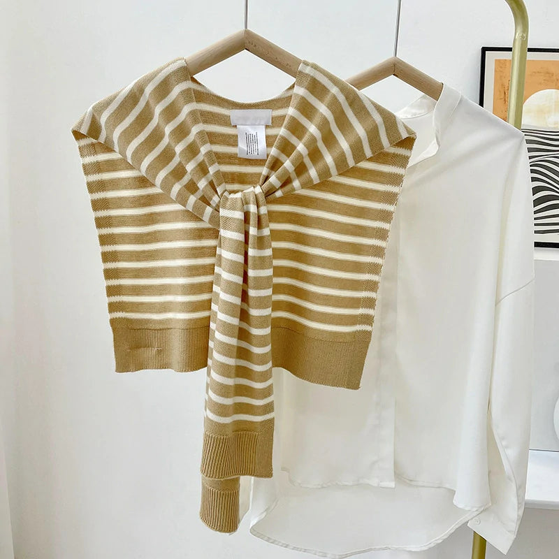 White striped beige shawl